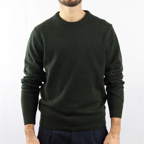 ROUND NECK WOOL/NYLON DARK GREEN