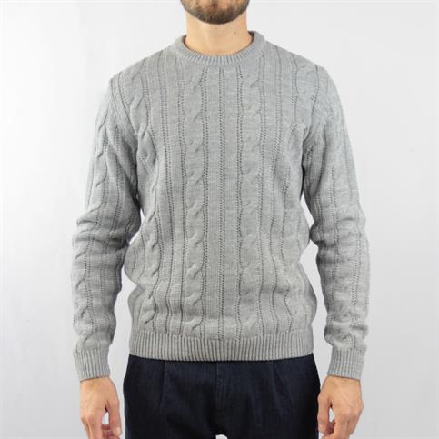 ROUND NECK ACRY/CTN/WOOL LT.GREY