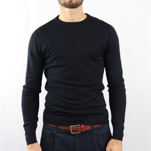 ROUND NECK VISC/POLY/NYL NAVY