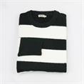 ROUND NECK POLY/ACRY/VISC/WOOL/ELAST DK GREEN STRIPE