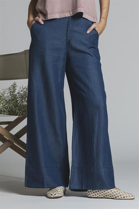 TROUSERS WIDE LEG CHAMBRAY MID.