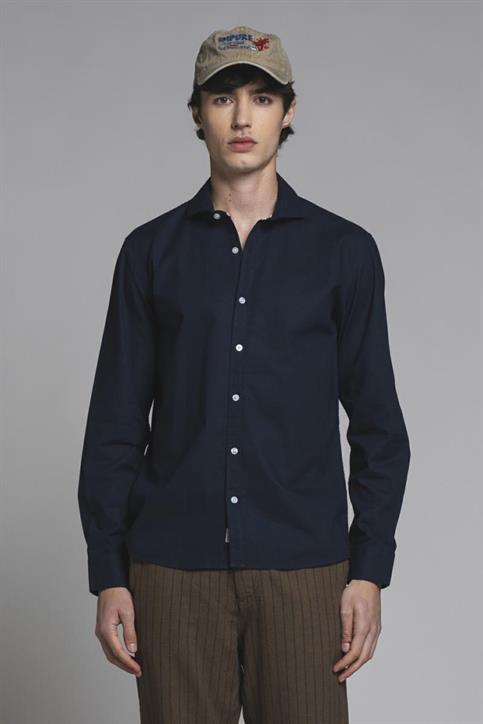 FRENCH COLLAR L/S MIXED LINEN S.WASH F/D